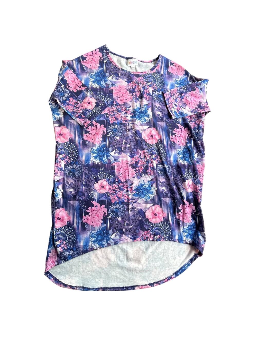 LuLaRoe XXS Oversized Floral Tunic Top Navy Blue Pink fits med to large